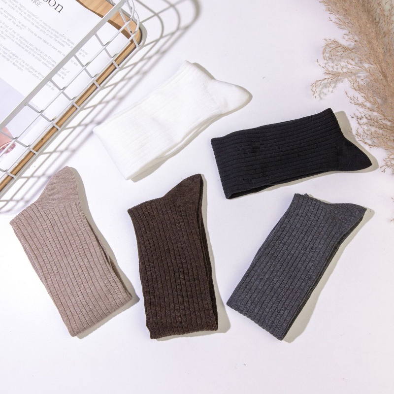 1 Đôi Tất Chân Cotton Màu Trơn Thời Trang Cho Nữ