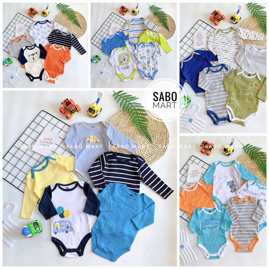 SET 5 Bộ Body Chip Bodysuit DÀI TAY Thu Đông Xuất Dư BELITI Cho Bé Sơ Sinh - 10Kg Mẫu Ngẫu Nhiên SABO MART