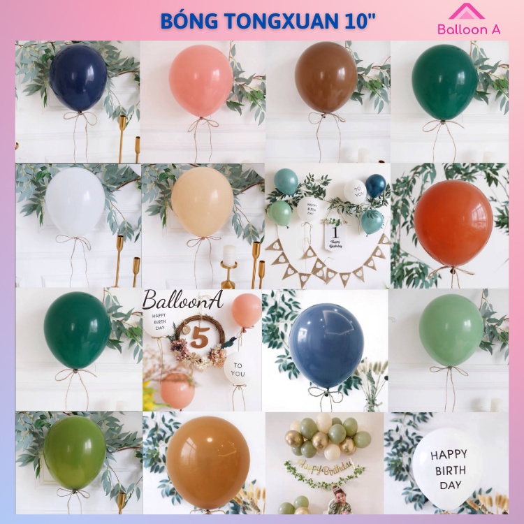100 vỏ bóng bay Tongxuan các màu vintage 2,2g 10inch trang trí sinh nhật,tiệc tùng,hội nghị