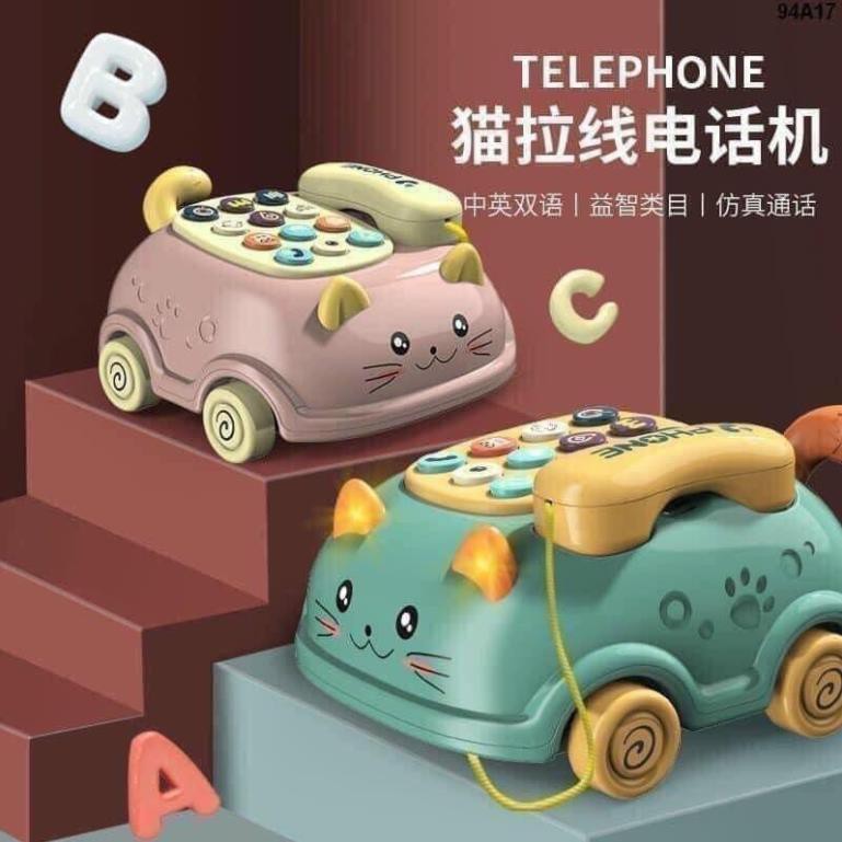 Điện thoại ô tô cho bé với 15 chức năng lớn, tích hợp 64 bài hát, âm thanh của các chủ đề - chạy bằng pin -AC