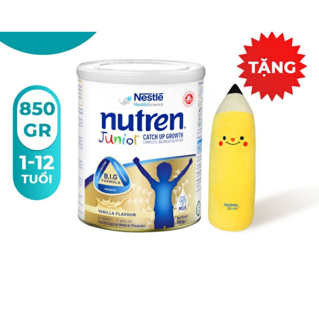 Mẫu mới- [Tặng 01 Gối ôm bút chì cho bé] Sữa bột Nutren Junior 850g