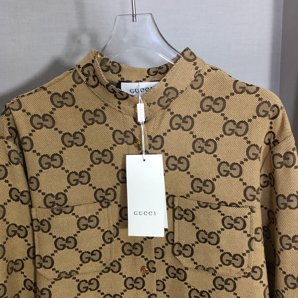 Áo sơ mi nữ thời trang cao cấp Gucci GG GC thiết kế họa tiết retro, phong cách thời thượng