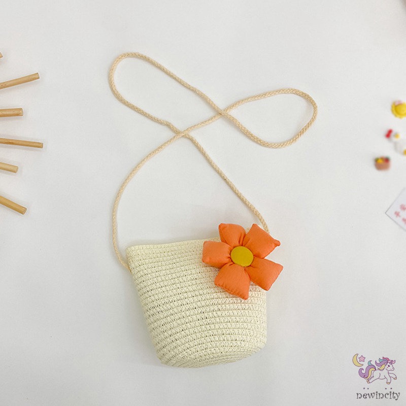Túi Đeo Chéo Vai Hình Vuông Mini Đính Hoa Thời Trang Mùa Hè Hàn Quốc Cho Bé Gái