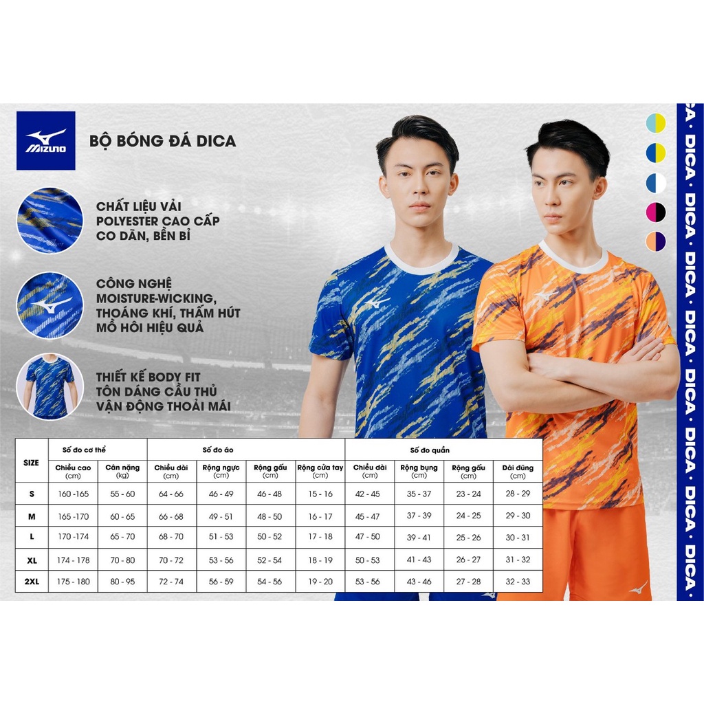 Bộ Quần Áo Bóng Đá MIZUNO Dica Họa Tiết Mát Thích Hợp Chơi Thể Thao