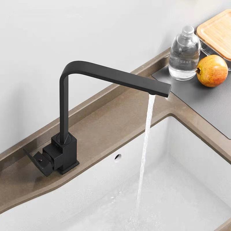 Vòi rửa bát rửa chén nóng lạnh cao cấp vuông đen VRB28 tặng đôi dây cấp inox