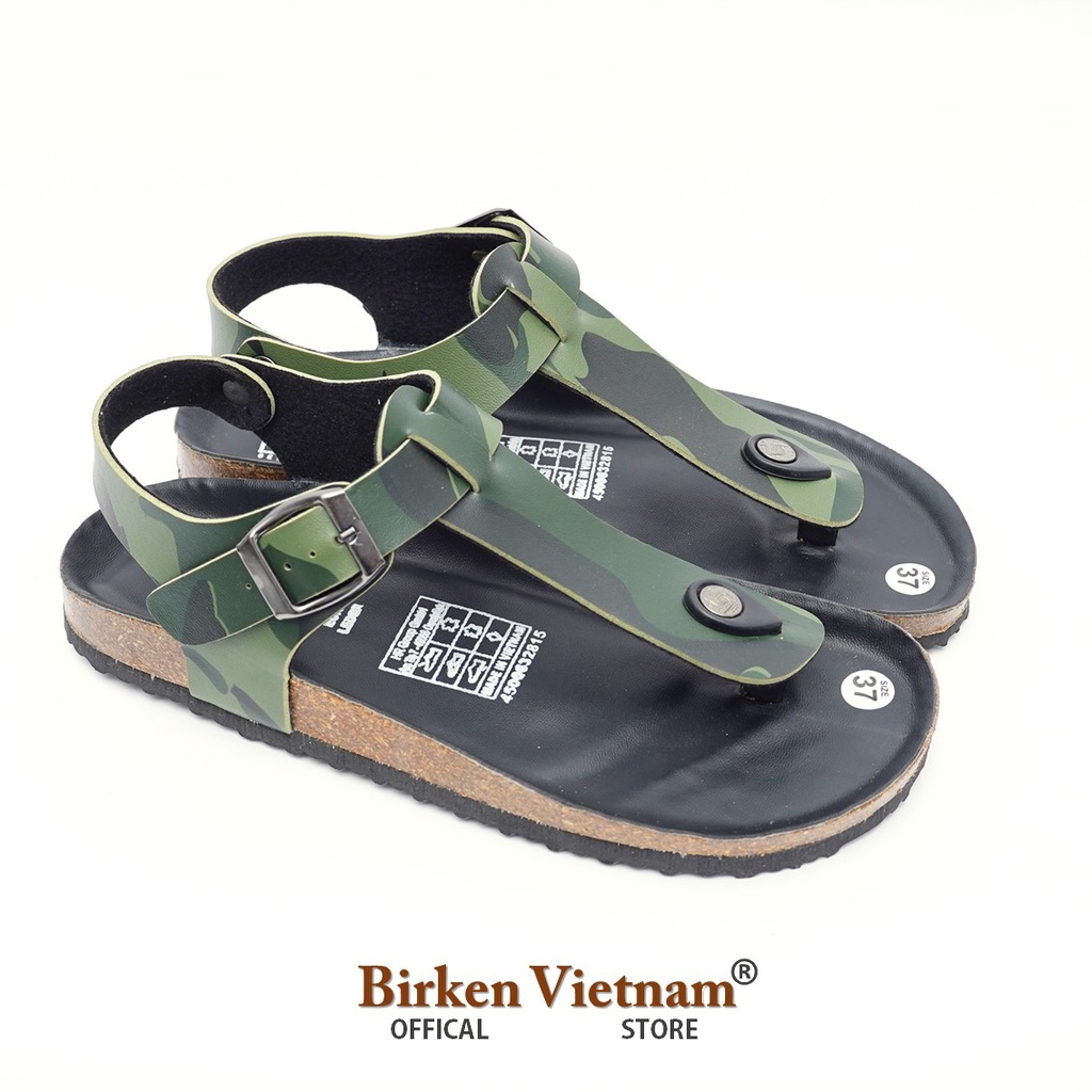 [Bản giới hạn] R10 -  Sandal Birken Đế Trấu BIOLINE Camo Rằn Ri Thiết Kế Unisex Nam nữ Quai tách ngón Da PU cao cấp