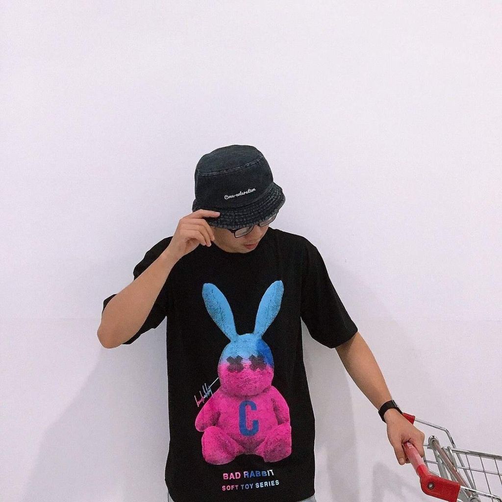 Áo thun unisex tay lỡ Rabbit hồng Gen Z