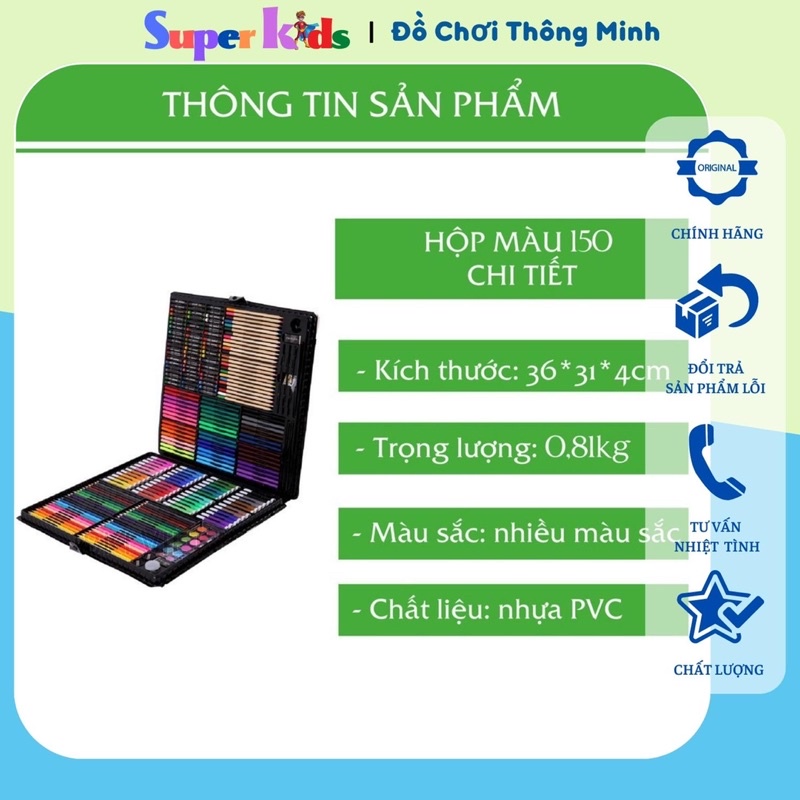 Hộp Bút Màu 150 Chi Tiết Cho Bé Vẽ Hội Hoạ Giúp Kích Thích Thị Giác