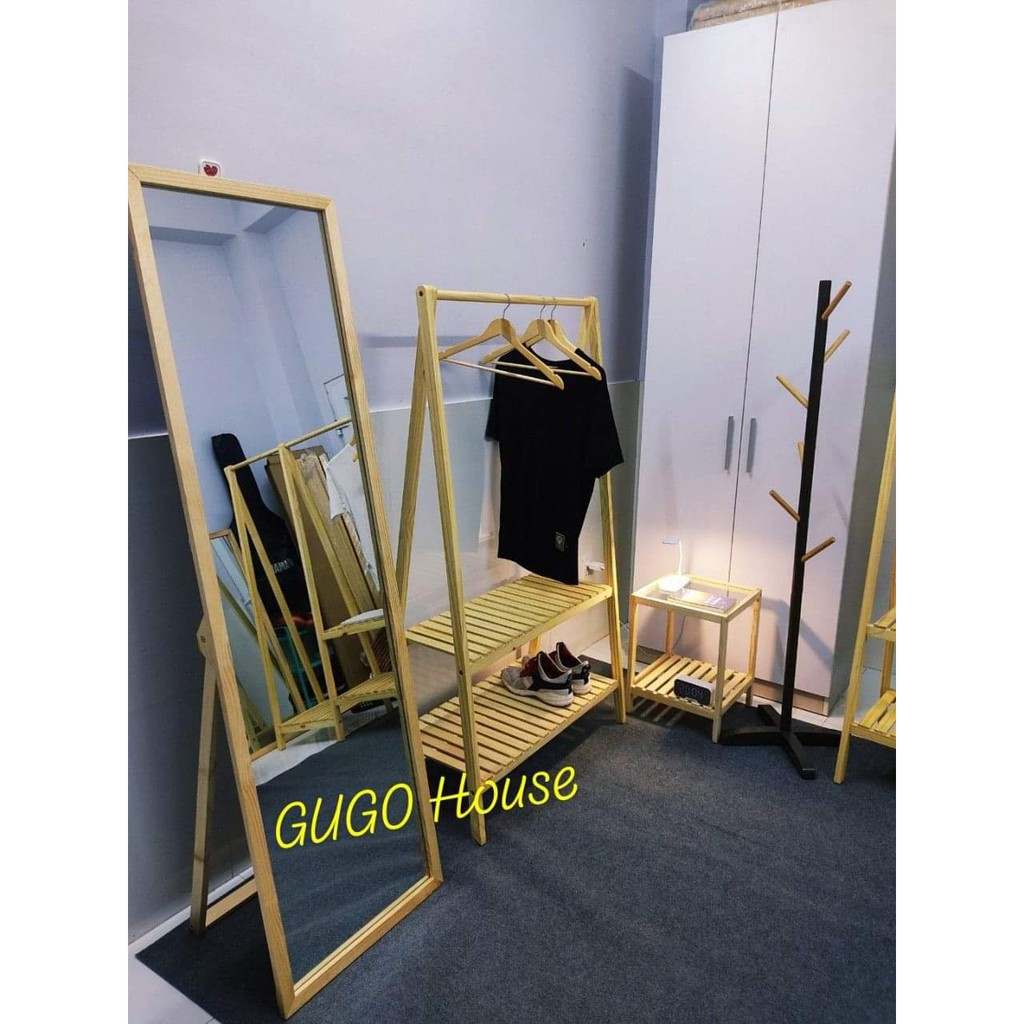 Kệ Gỗ Treo Quần Áo Chữ A GUGO, Giá Treo Quần Áo 2 Tầng Gỗ Thông Phong Cách Hàn Quốc