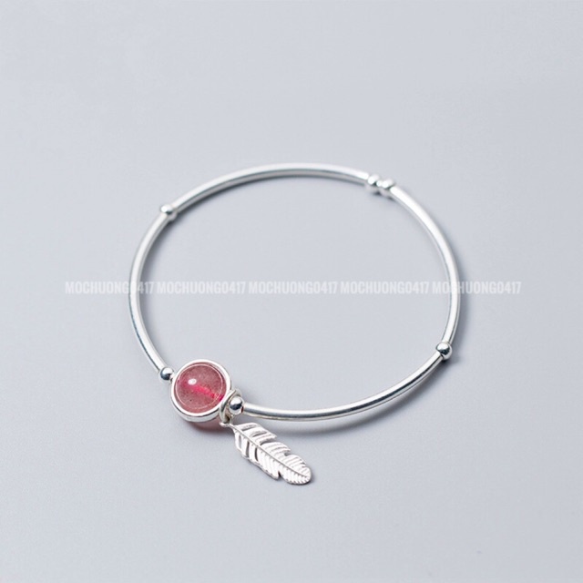 [GIÁ BUÔN] Vòng tay bạc/ lắc bạc mix hạt T.Anh dâu hồng - Hàng VIP loại 1 PH942