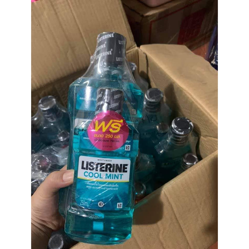 Nước súc miệng Listerine Thái Lan có tặng kèm chai nhỏ ( 750ml + 250ml )