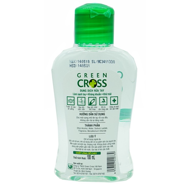 Nước rửa tay khô Green Cross 100ml - 250ml