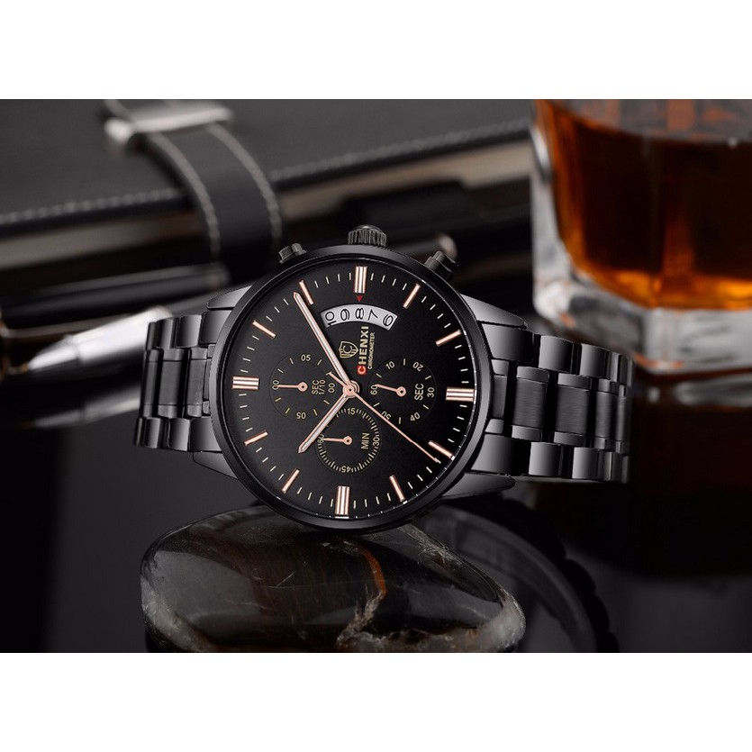 Đồng hồ nam 6 kim dây thép đặc không gỉ fullbox hãng