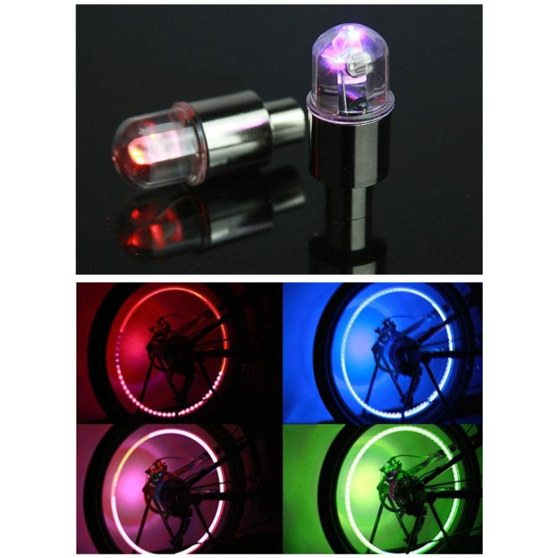 1 Cặp Nắp Van Xe Đạp Có Đèn LED Neon Chống Nước