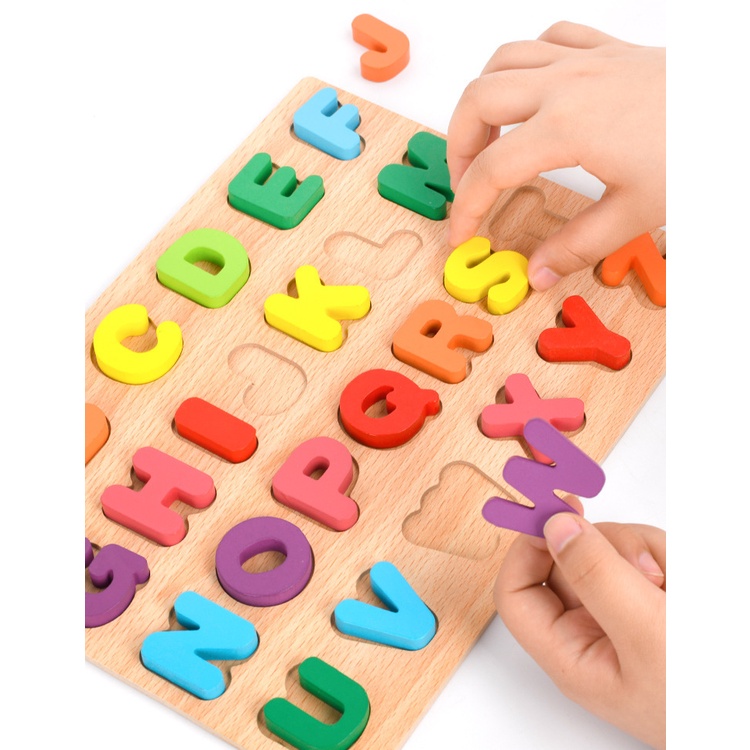Bộ đồ chơi ZHAN QI TOYS xếp hình chữ cái và số bằng gỗ giúp giáo dục từ sớm cho bé