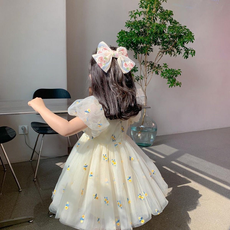 Váy cô gái，Đầm Sát Nách Phối Ren Màu Be Xinh Xắn Thời Trang Đám Cưới / Sinh Nhật Cho Bé Gái