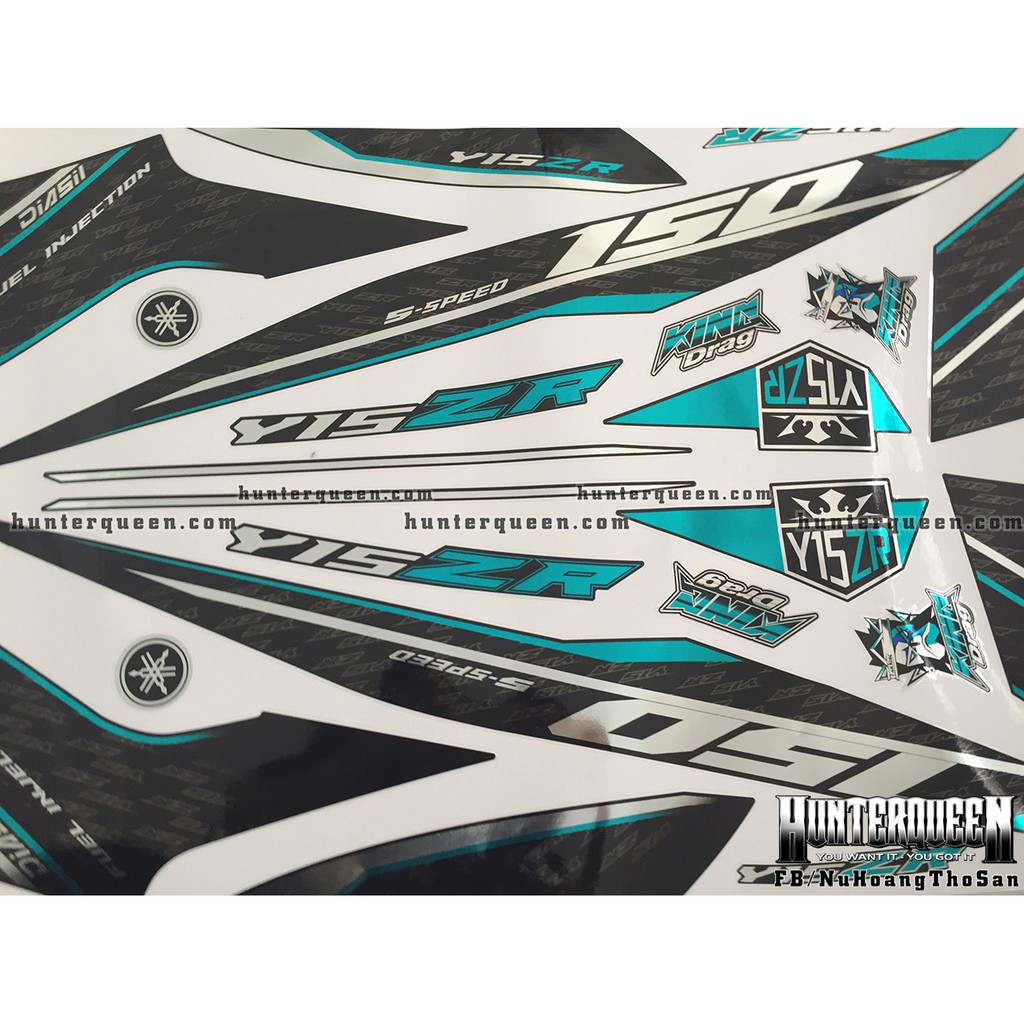 Tem Exciter 150. Tem rời CROM, Y15ZR xanh. Dán xe đen. Xe màu khác vui lòng inbox