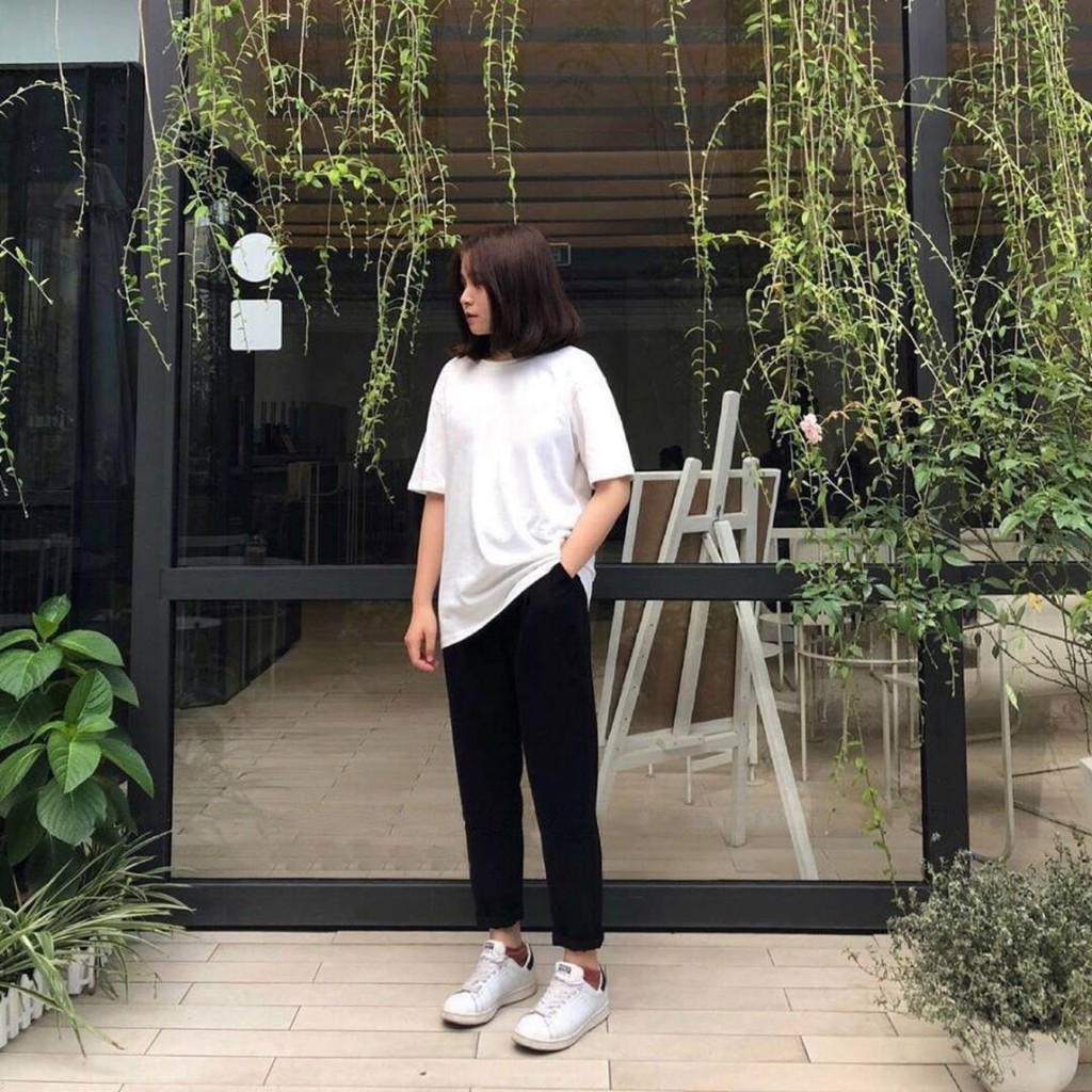 áo thun tay lỡ màu trắng FOME RỘNG có chọn size, chất thun xịn 0ffk24