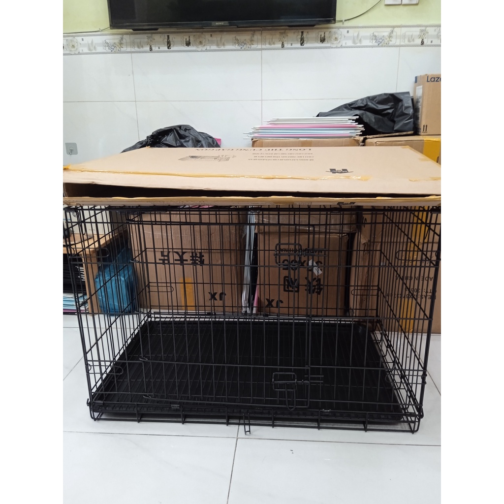 CHUỒNG CHÓ SIZE LỚN NAN SIÊU DÀY 90X60X70CM GẤP GỌN TIỆN LỢI DÀNH CHO PET LỚN