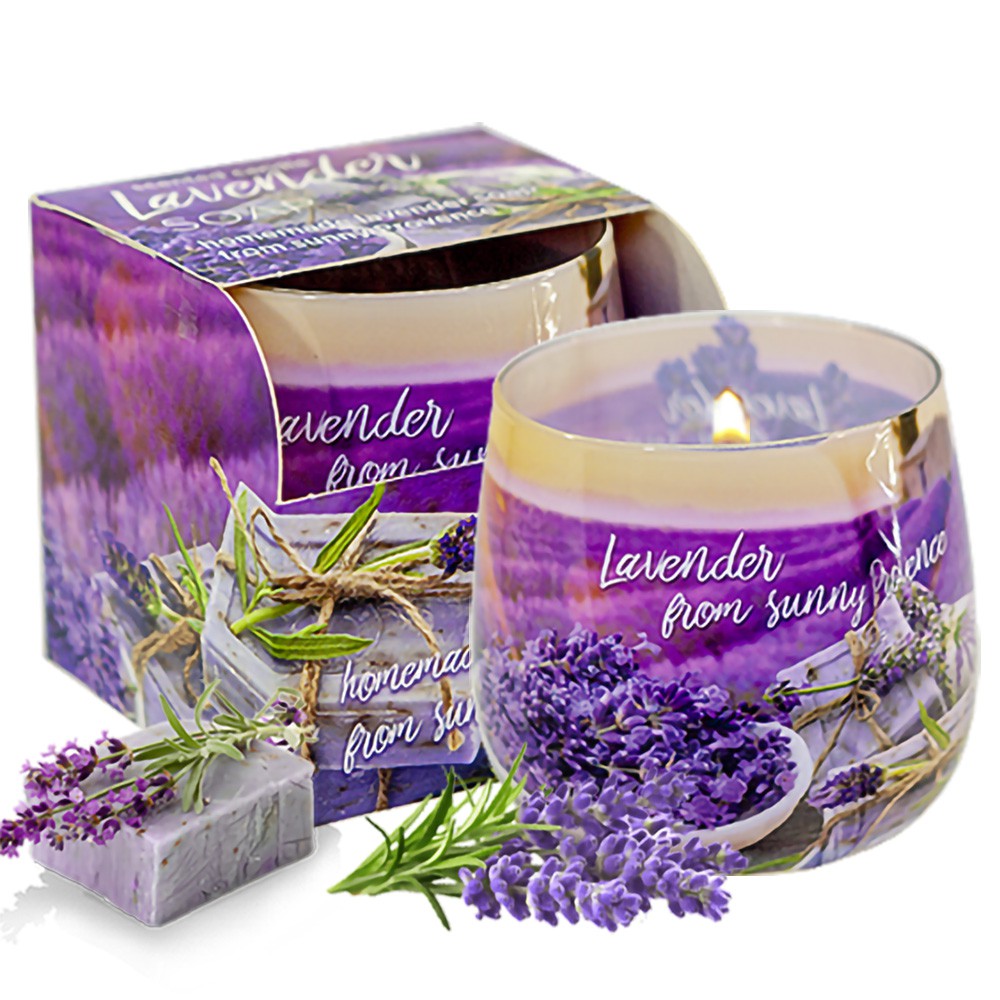 Ly nến thơm tinh dầu Bartek Lavender Fields 100g QT04968 - cánh đồng oải hương, nến xông phòng (giao mẫu ngẫu nhiên)