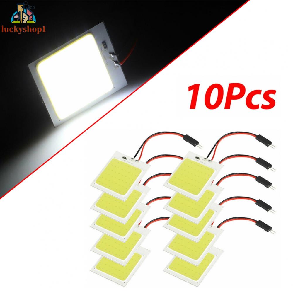 Set 10 Đèn LED 48SMD COB Ánh Sáng Trắng Gắn Trần Xe Ô Tô