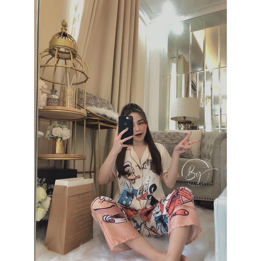 Bộ Ngủ Lụa Áo cộc + quần dài mới (kèm ảnh thật,video) | BigBuy360 - bigbuy360.vn