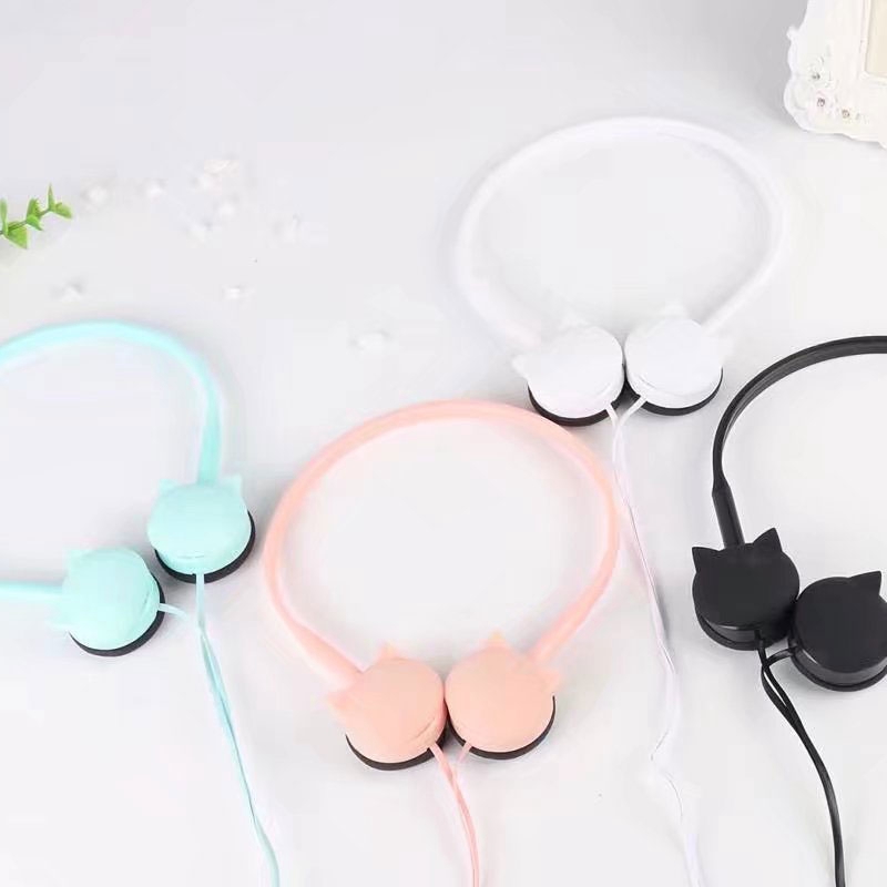 Pink Cat Earphones Easy to Give Baby Birthday Stereo Earphones Color Earphones with Mic iPhone MP3 Children with Retail Box | BigBuy360 - bigbuy360.vn