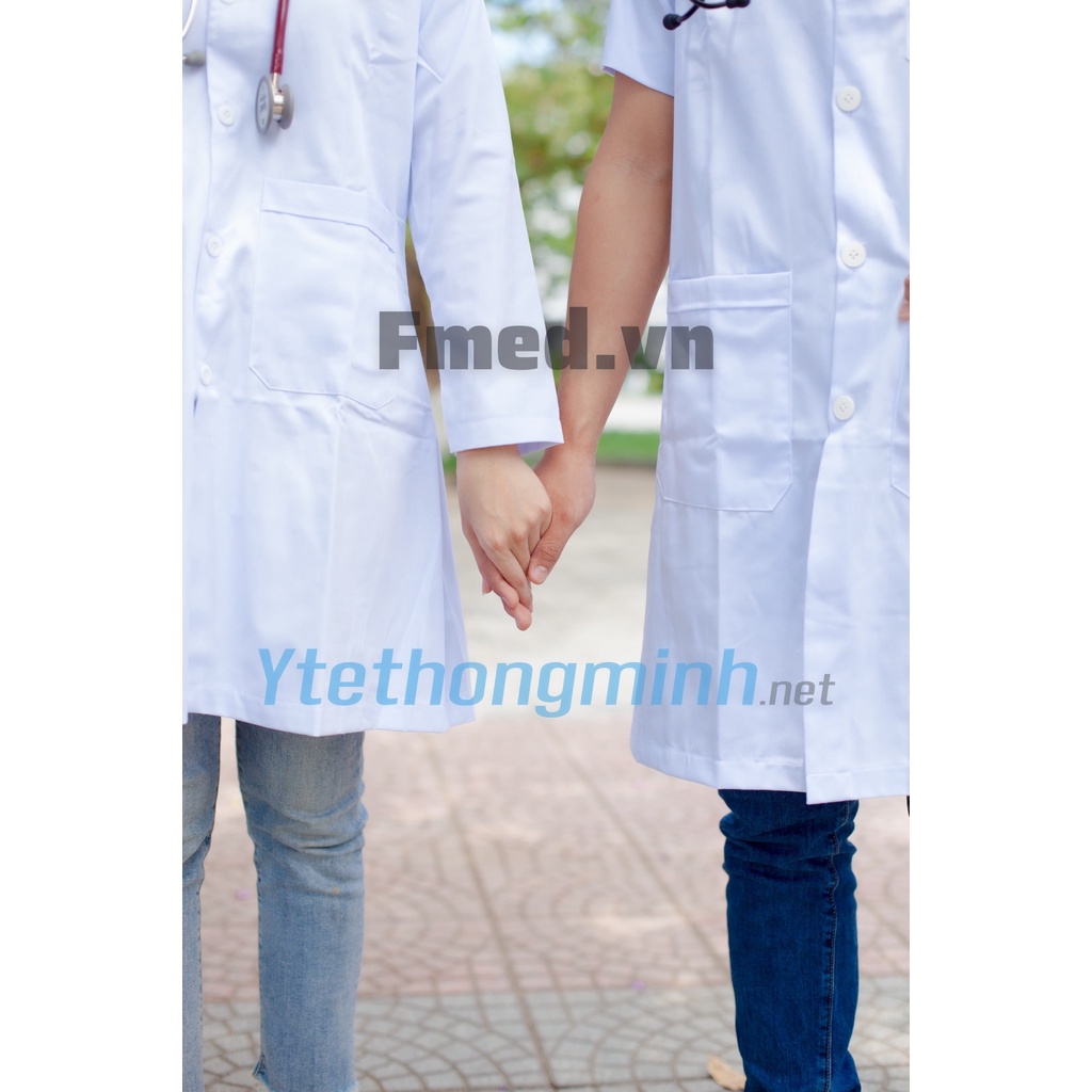 Áo blouse nam nữ dài tay ngắn tay kaki co giãn cao cấp logo thêu in theo yêu cầu (áo blue bác sĩ, dược sĩ) | BigBuy360 - bigbuy360.vn