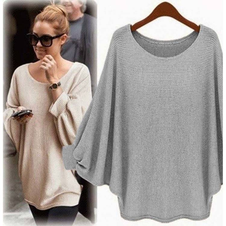 Áo Sweater Cánh Dơi Dáng Rộng Hợp Thời Trang