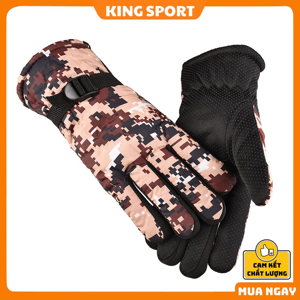 Găng tay xe máy lót nỉ nam nữ rằng ri chống gió chống nước cao cấp KING SPORT Găng tay đi phượt nam nữ ấm áp