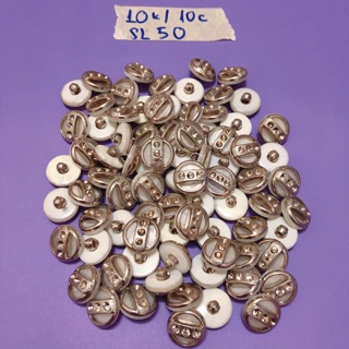 Nút áo, cúc áo, khuy áo trắng viền bạc (Phụ liệu may vá trang trí quần áo may mặc, Handmade, DIY)