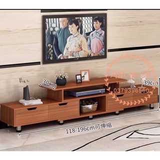 Kệ tivi Gỗ MDF kháng nước cánh trơn, kích thước (120-190)*30*36cm (Màu cánh gián)