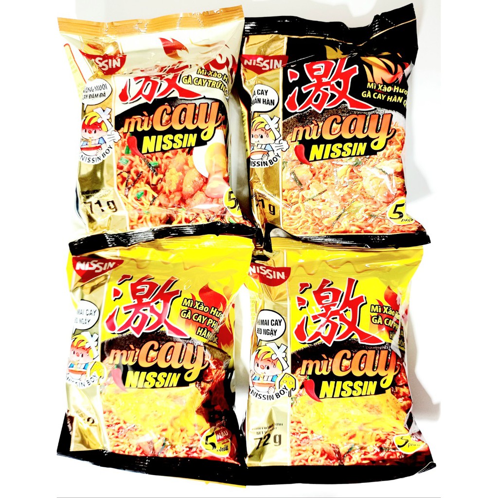 mì gà phô mai trứng muối cay nissin, 71 gr gói, xào khô 3 vị