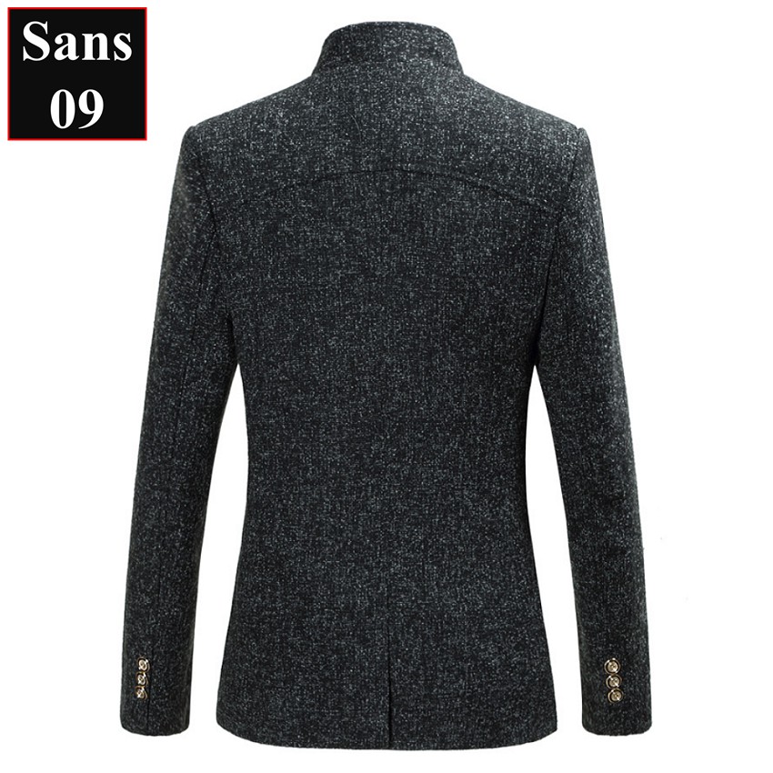 Áo blazer nam hàn quốc dáng ngắn Sans09 khoác chất dạ nhẹ cổ tàu bigsize to XXL ...