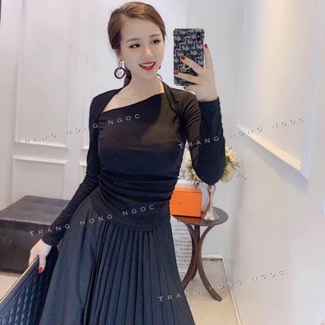 [Còn trắng] Áo kiểu bozip cổ V dúm eo | BigBuy360 - bigbuy360.vn