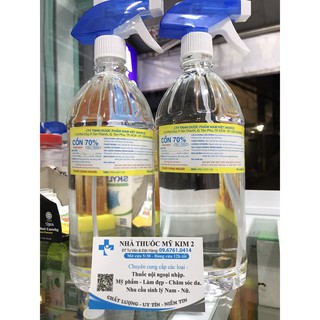 Cồn y tế 70 độ chai lớn 1000ml - cồn 70% có vòi xịt nhựa phun sương