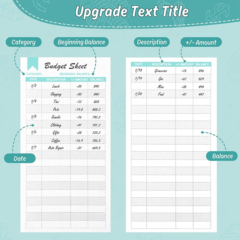 Set 90 tấm phiếu ghi ngân sách người/ hóa đơn khổ a6 nhỏ gọn/ màu xanh lá cây