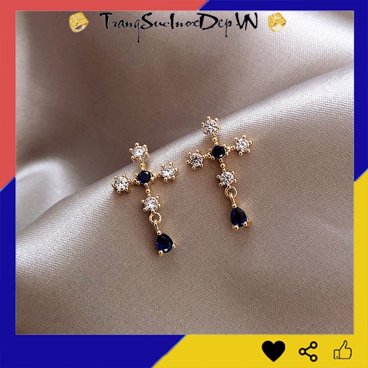 Bông tai nữ kiểu thánh giá đính đá xinh xắn dễ thương phong cách Hàn Quốc dễ phối đồ
