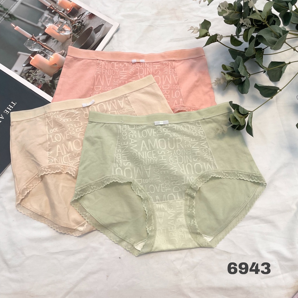 Quần lót nữ cotton phối ren , quần lót lưới hoạ tiết thời trang 6943