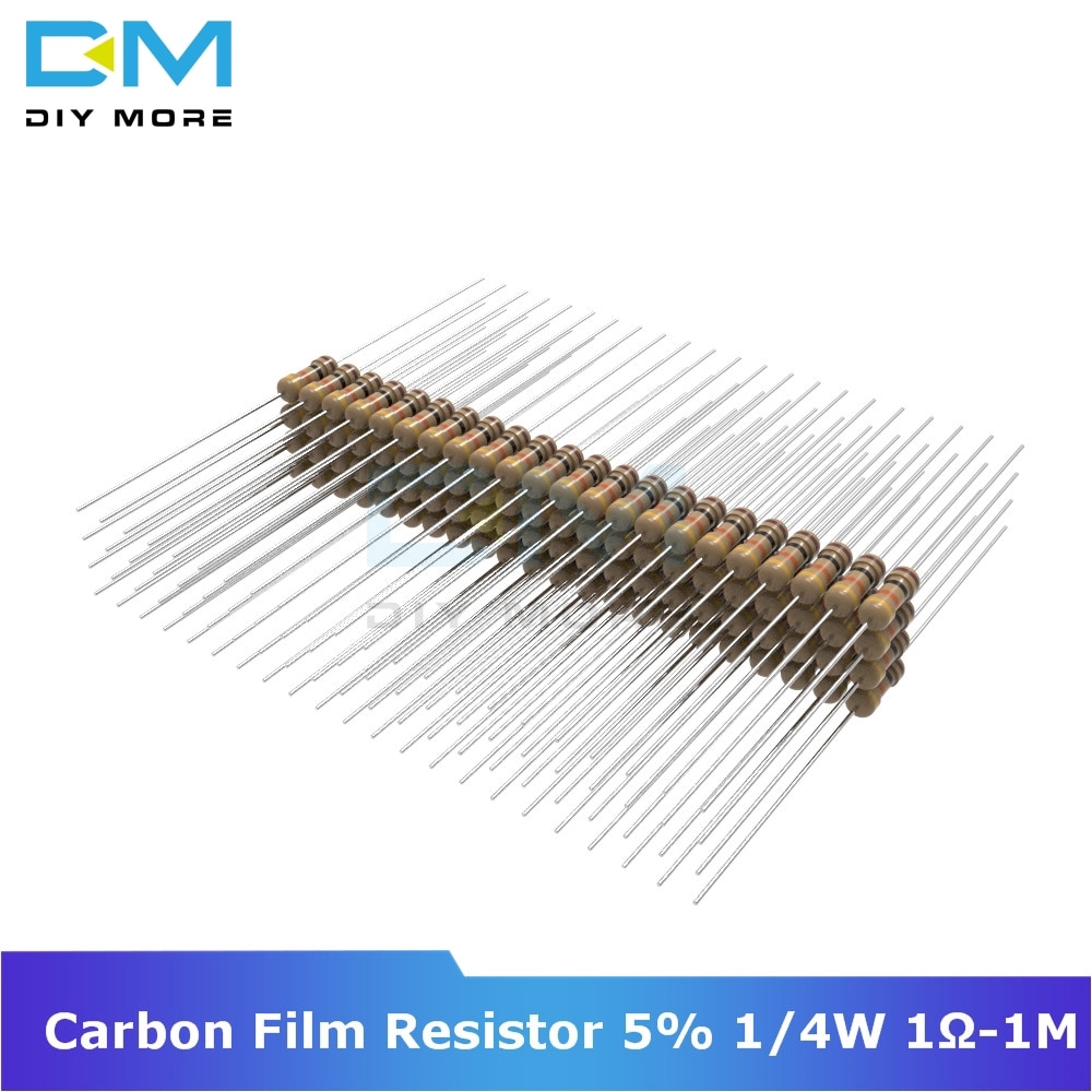 Set 100 Điện Trở Carbon 5% 1 / 4W 0.25W 1R-1M Ohm 1K 2.2K 4.7K 5.1K 6.8K 10K 15K Kháng Lực 1% + 1% - 1% Diy
