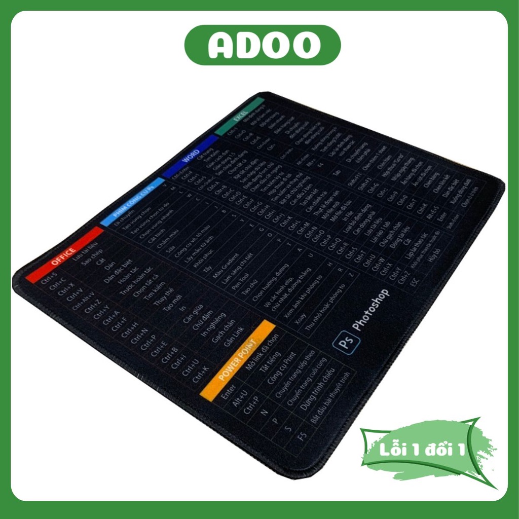 Bàn di chuột công thức miếng lót chuột chơi game khâu viền kích thước 25*30cm dày dặn bền đẹp ADOO