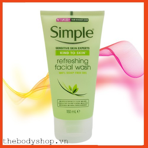 Sữa Rửa Mặt Simple (CHÍNHHÃNG)Dành cho Da Khô Sạch Mụn Dưỡng ẨM 150ml Kind To Skin Refreshing Facial Wash