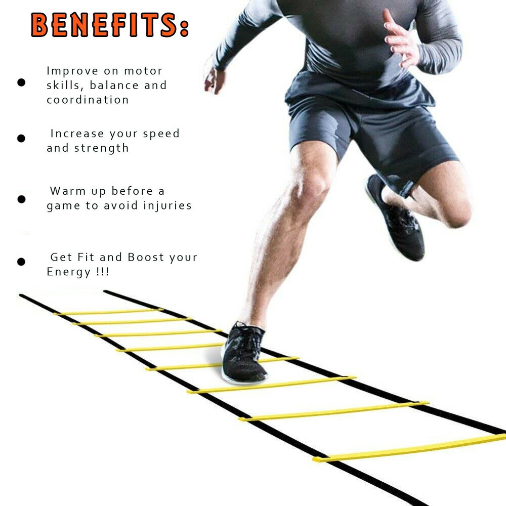 MYRON Outdoor Speed Fitness Sport Agility Training Ladder 10 Cones Basketball Football Feet Exercise