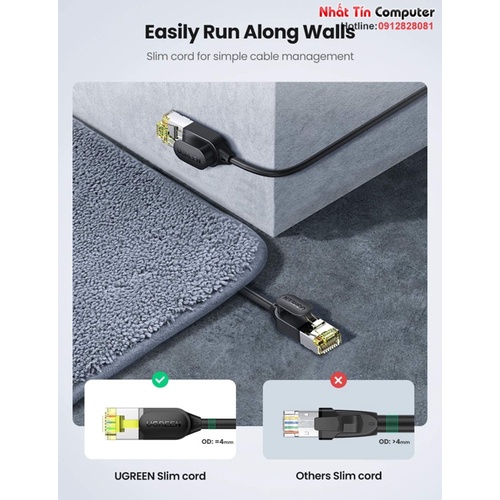 Cáp mạng Cat7 Ultra Slim băng thông 10Gbps 600MHZ Ugreen cao cấp
