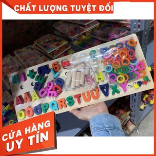 [ẢNH THẬT] Đồ chơi Bảng ghép chữ cái và cột tính học đếm cho bé- Logic toán học và tiếng việt