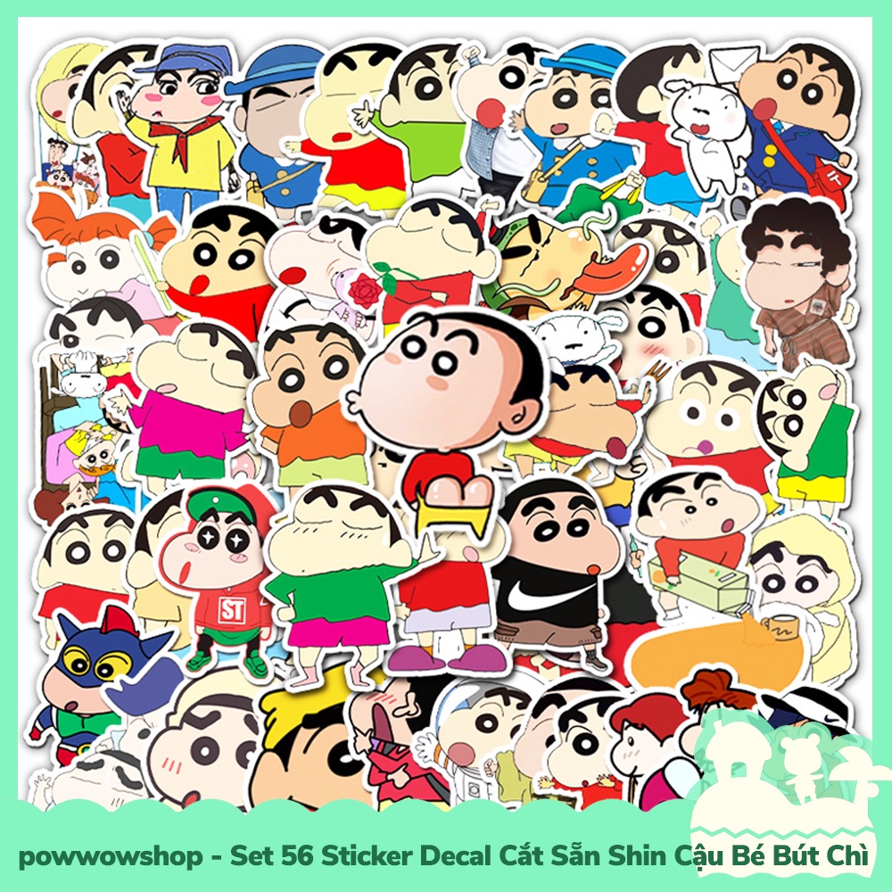 [Sẵn VN - Hỏa Tốc] Set 51 Sticker Mini Decal Dán Trang Trí Vật Dụng Mẫu Anime Manga Funny Lovely Shin Cậu Bé Bút Chì