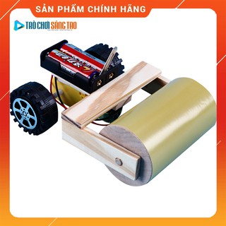 Bộ đồ chơi khoa học tự làm xe công trường xe lu bằng gỗ – DIY Wood Steam