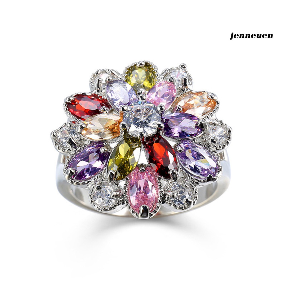 Nhẫn Đính Hôn Đính Đá Nhiều Màu Sắc Cho Nữ