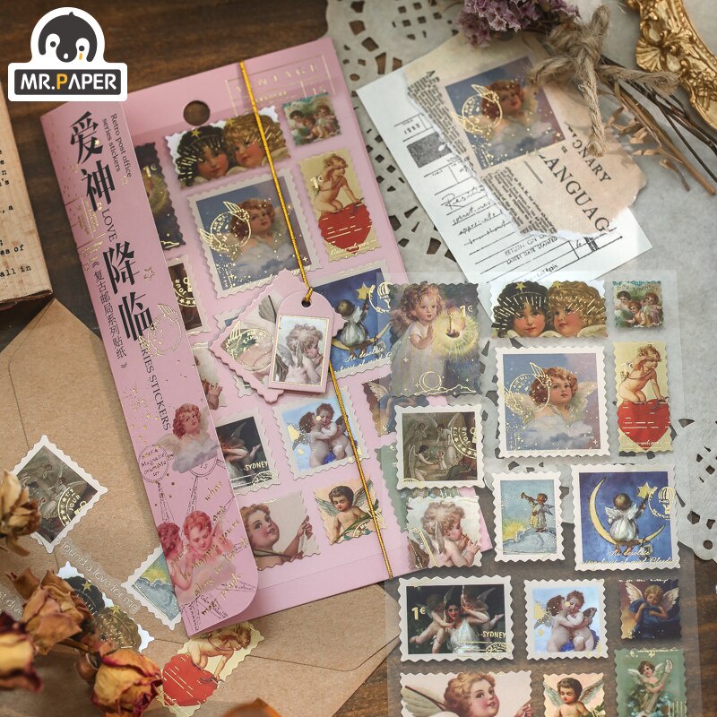 Nhãn dán trang trí sổ tay phong cách retro 4 kiểu dáng sáng tạo