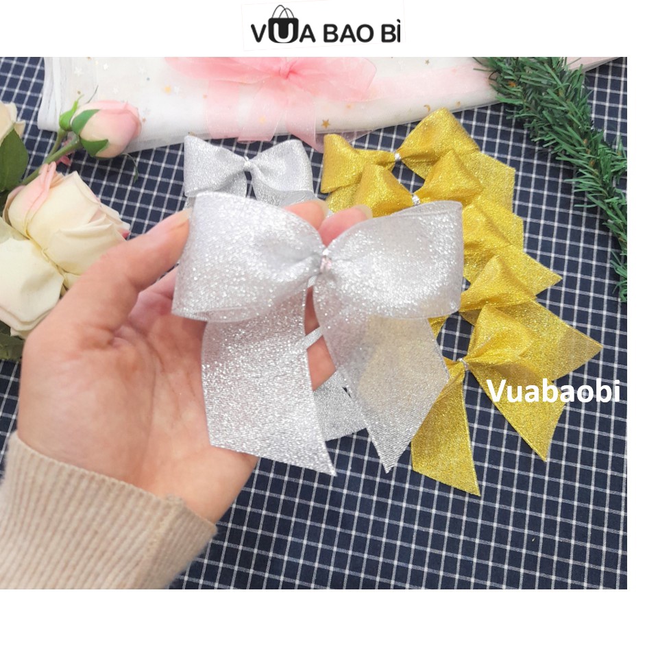 Set 10 nơ kim tuyến trang trí Tết - Vua Bao Bì, nơ nhũ kim tuyến